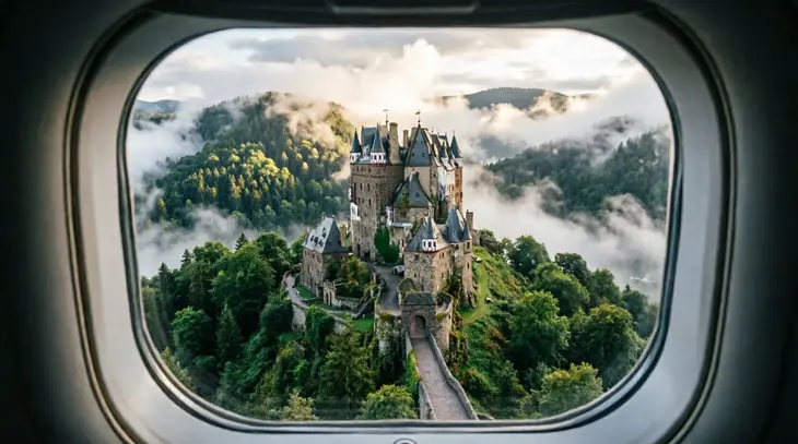 Historisches Schloss aus der Luft